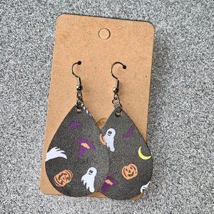 Mini VooDoo faux leather Halloween print earrings